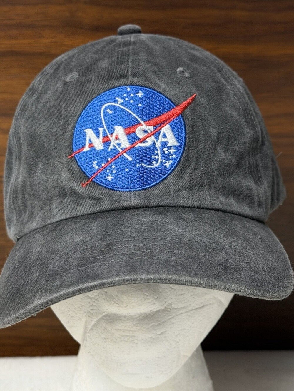 NASA Meatball Logo Grey Washed Cotton Dad Hat Adjustable Strapback Space Cap